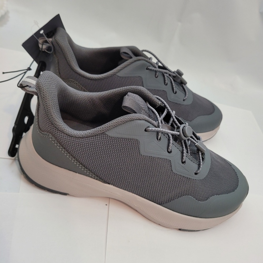 Athletic Works Bungee‎ Sneakers BBAW44CA061L Grey Mesh Memory Foam Big Boys Sz 4